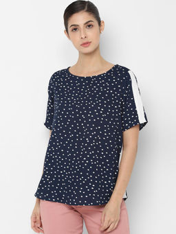 Allen Solly - Navy Blue Polka Dots Top