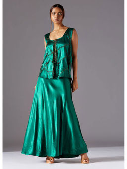 A Humming Way - Topographic Tie-up Jacket With Flared Skirt