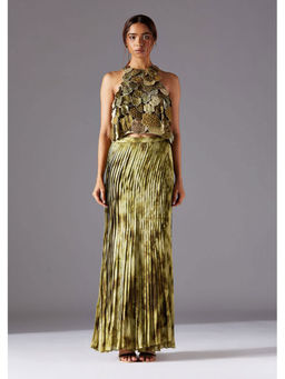 A Humming Way - Mima Mounds Top With Marsh-scapes Pleated Skirt