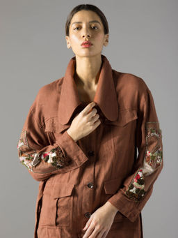 A Humming Way - Brown Maze Khadi Jacket