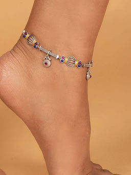Shaya by CaratLane - Dhol Motif Single Sterling Silver Anklet