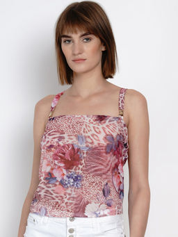 AOBA - Women White & Pink Printed Top