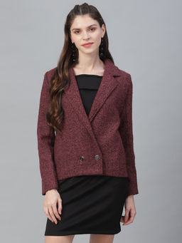 AAREIN - Burgundy Self Design Coat