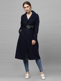 AAREIN - Navy Blue Solid Coats and Blazers