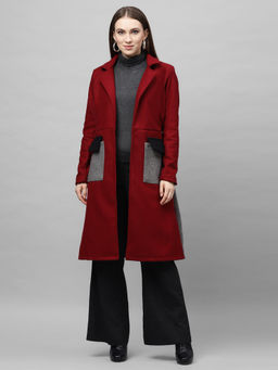 AAREIN - Burgundy Solid Coats and Blazers