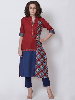 Biba - Rust Straight Solid Kurta