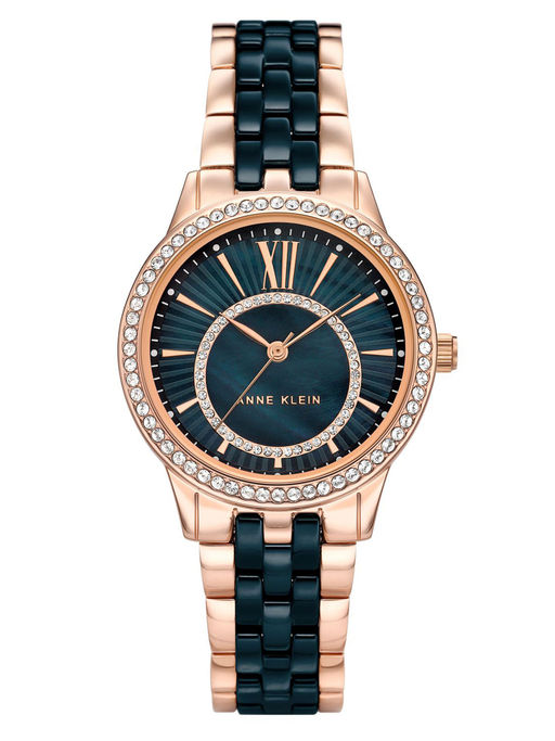 Buy Anne Klein Navy Mother Of Pearl Gold Ceramic Watch