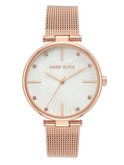Anne Klein - White Mother Of Pearl Rose Gold Mesh Watch - AK3834MPRG
