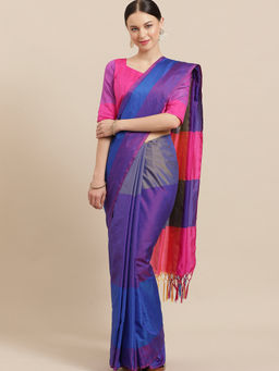 Akhilam - Multi-Color Printed Saree With Unstitched Blouse