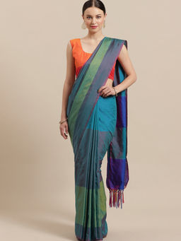 Akhilam - Multi-Color Printed Saree With Unstitched Blouse