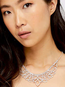 Accessorize London - Rose Gold Classic Pave Cut Out Collar Necklace