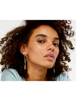 Accessorize London - Grey Link Stone Drop Earrings