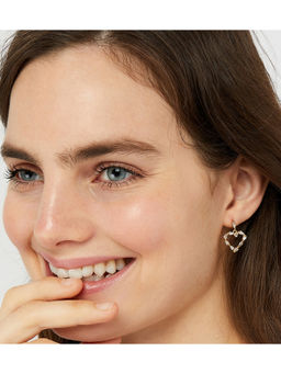 Accessorize London - Gold Baguette Heart Short Drop Earrings