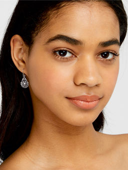 Accessorize London - Silver Ethnic Crystal Teardrop Earrings
