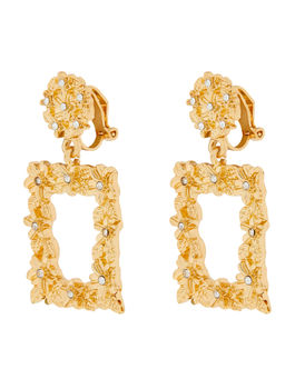 Accessorize London - Gold Clip On Pretty Square Doorknocker Earrings