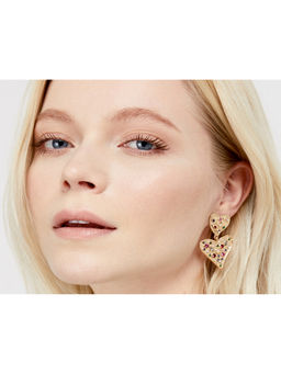 Accessorize London - Gold Clip On Molly Heart Drop Earrings