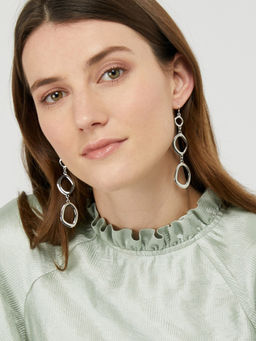 Accessorize London - Silver Organic Links Long Drop Earrings