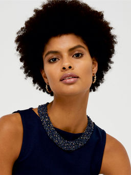 Accessorize London - Navy Blue Gemma Beaded Bib Necklace