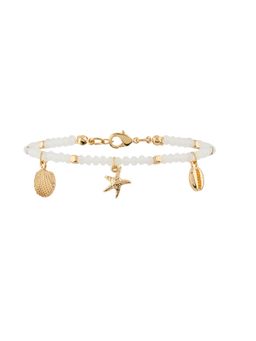 Accessorize London - White Beaded Shell Charm Anklet