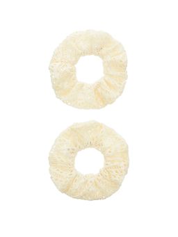 Accessorize London - Off White Crochet Lace Scrunchies (Pack of 2)