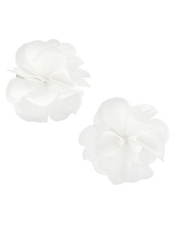 Accessorize London - White Frilled Satin Flower Hair Clips (Pack of 2)
