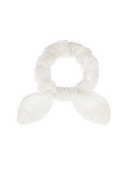 Accessorize London - Women's White Crochet Bunny hair Scrunchie