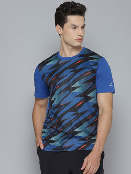 Alcis - Men Blue Printed Round Neck T-Shirt