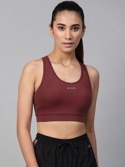 Alcis - Maroon Solid Non-Wired Lightly Padded Workout Bra ECWBTAW2000412