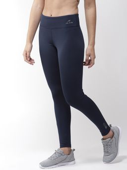 Alcis - Women Navy Blue Solid Training Tights