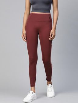 Alcis - Women Maroon Solid Ankle Length Tights