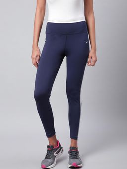 Alcis - Women Navy Blue Solid Secure Fit Cropped Training Tights
