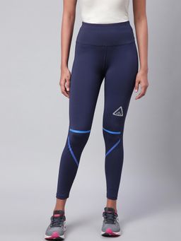 Alcis - Women Navy Blue Solid Secure Fit Cropped Training Tights