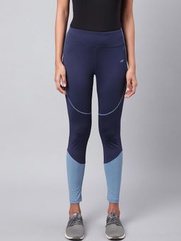 Alcis - Women Navy Blue Secure Fit Colourblocked Cropped Training Tights