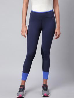 Alcis - Women Navy Blue Secure Fit Solid Cropped Training Tights