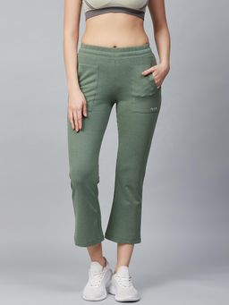 Alcis - Women Olive Green Slim Fit Solid Cropped Track Pants