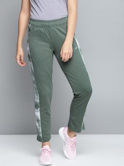 Alcis - Women Olive Green Solid Slim Fit Track Pants with Side Taping Detail