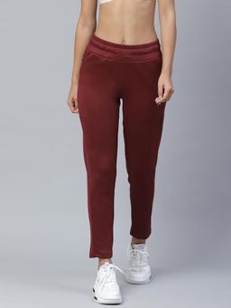 Alcis - Women Maroon Solid Slim Fit Track Pants