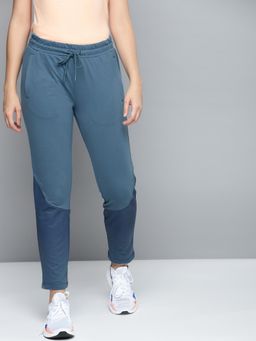 Alcis - Women Blue Solid Slim Fit Track Pants with Printed Detail