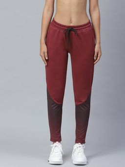 Alcis - Women Maroon Geometric Print Slim Fit Track Pants