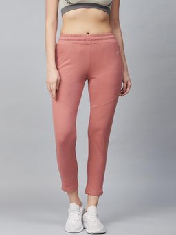 Alcis - Women Peach-Coloured Slim Fit Solid Cropped Track Pants