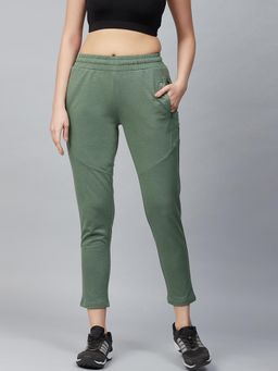 Alcis - Women Olive Green Slim Fit Solid Cropped Track Pants