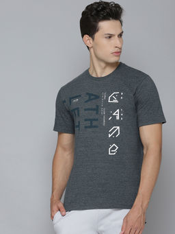 Alcis - Men Grey Printed Round Neck T-Shirt
