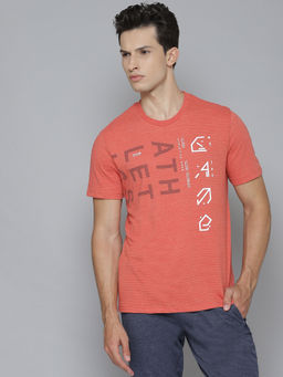 Alcis - Men Orange Printed Round Neck T-Shirt