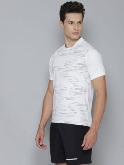 Alcis - Men White Printed Round Neck Sports T-Shirt