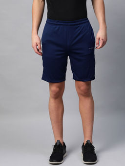 Alcis - Men Navy Blue Solid Slim Fit Sports Shorts
