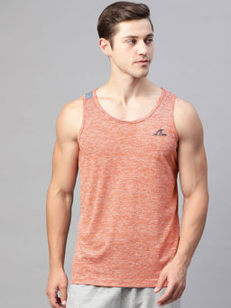 Alcis - Men Red Printed Slim Fit Dry-Tech Round Neck Sports Tank T-Shirt