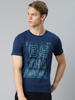 Alcis - Men Navy Blue Typography Printed T-Shirt