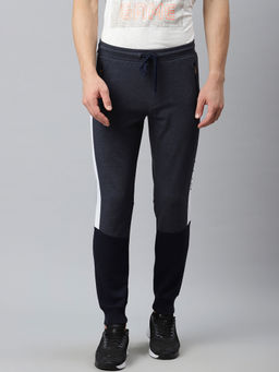 Alcis - Men Navy Blue Colour blocked Slim Fit Joggers