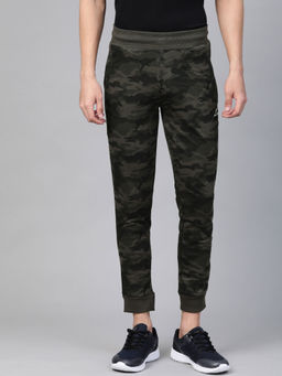 Alcis - Men Olive Green Slim Fit Camouflage Printed Joggers