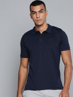 Alcis - Men Navy Blue Solid Polo Collar Polo T-Shirt